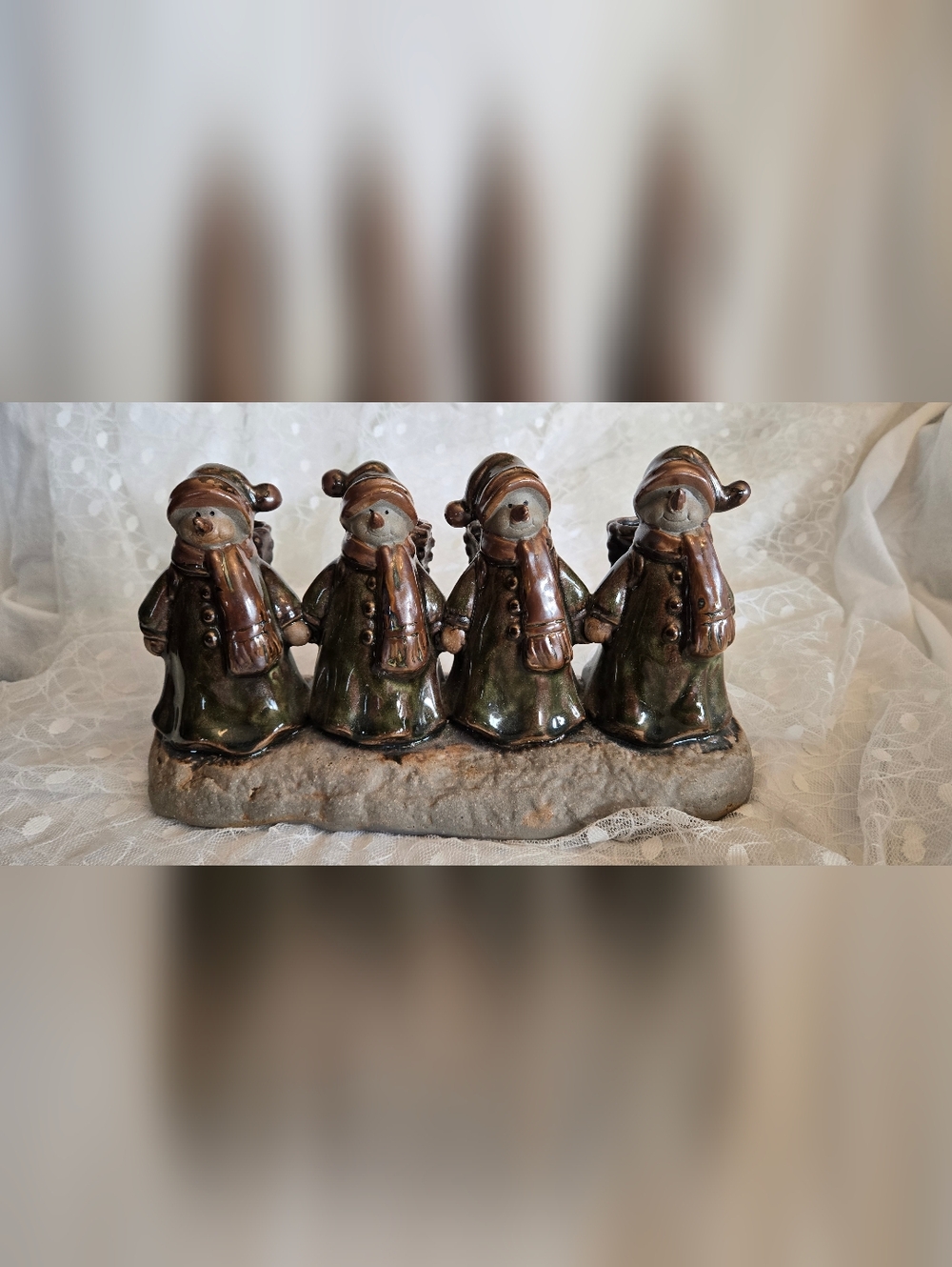 Three Hands Corp Pottery  Snowman Candelabra